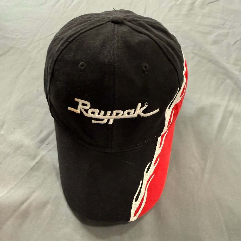 Vintage Raypak Black and Red Hat with Split Fire Graphic